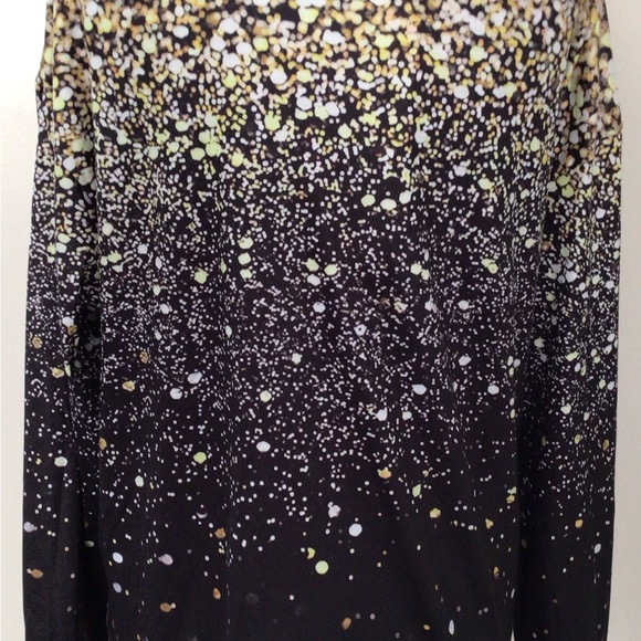 New! JFN Black and Gold Confetti Print Long-Sleeve Tee - Medium 8-10 US - Picture 4 of 4